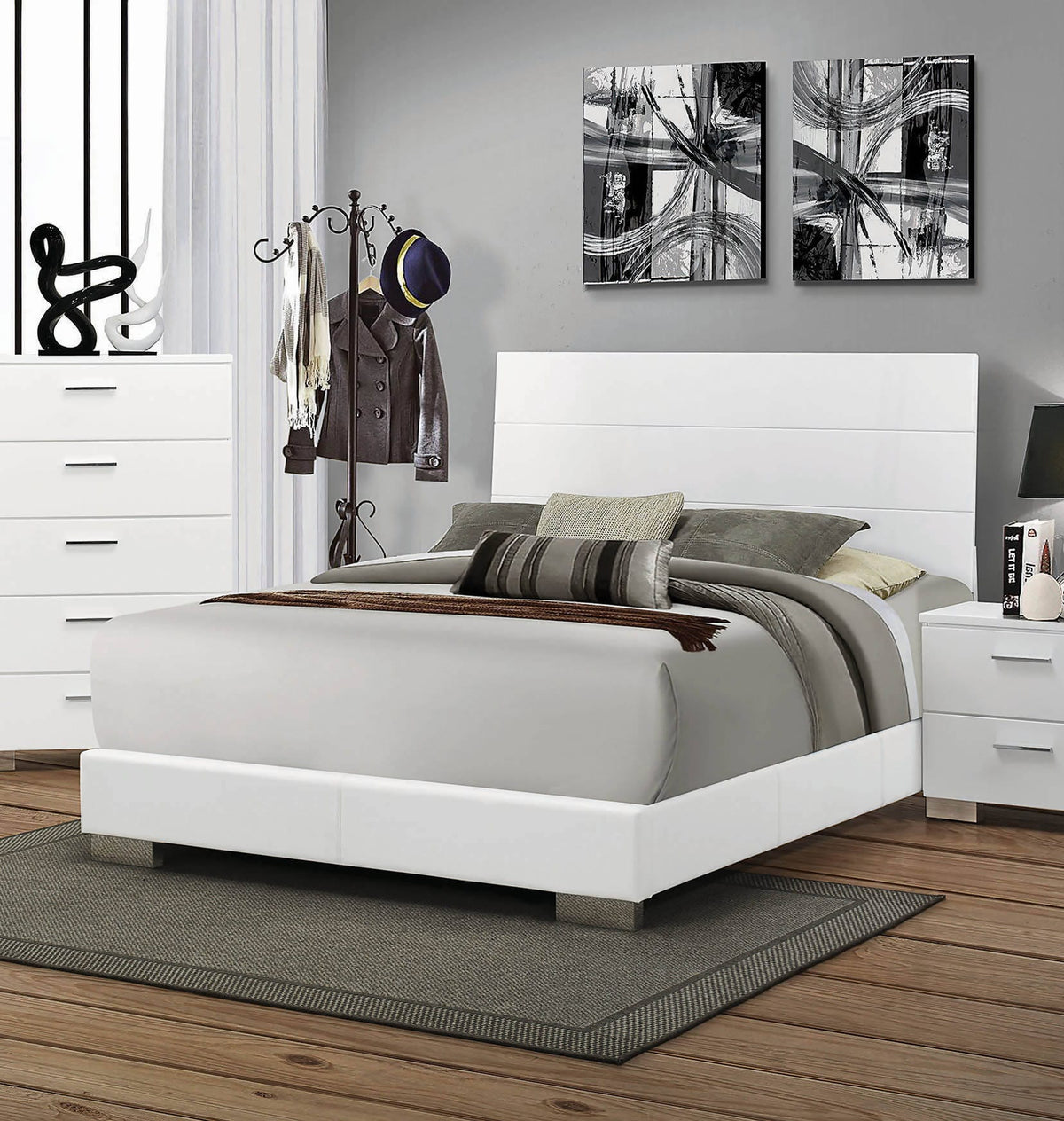 Felicity Queen Panel Bed Glossy White - 203501Q Pie's Variety Store