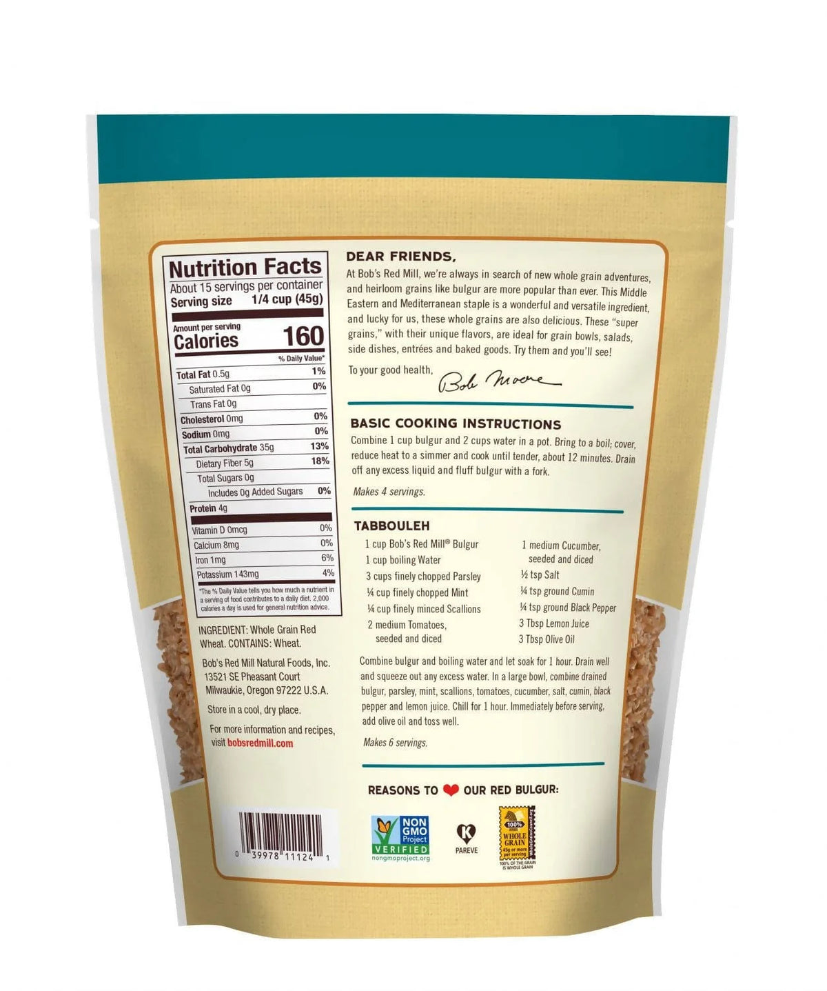 Bobs Red Mill Red Bulgur 24oz - 03997811124 Pie's Variety Store