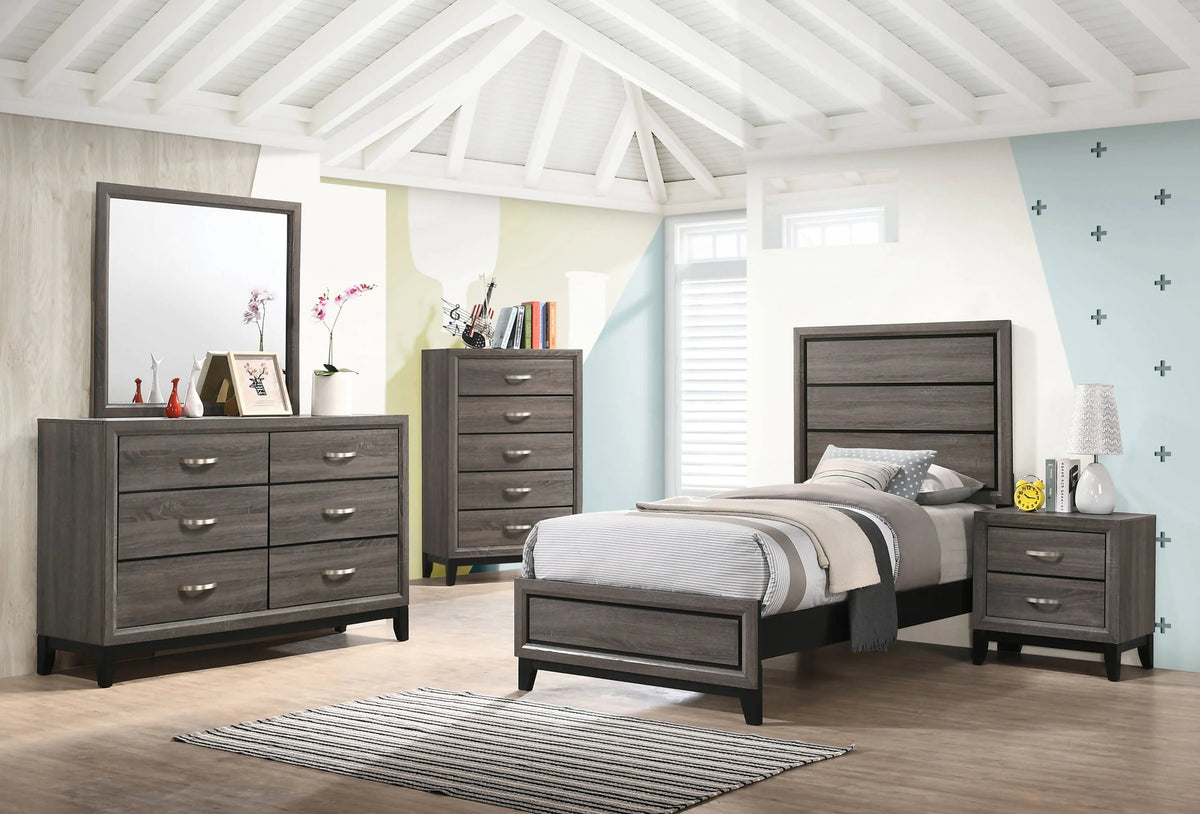 Watson Twin Panel Bed Grey Oak - 212421T Pie's Variety Store