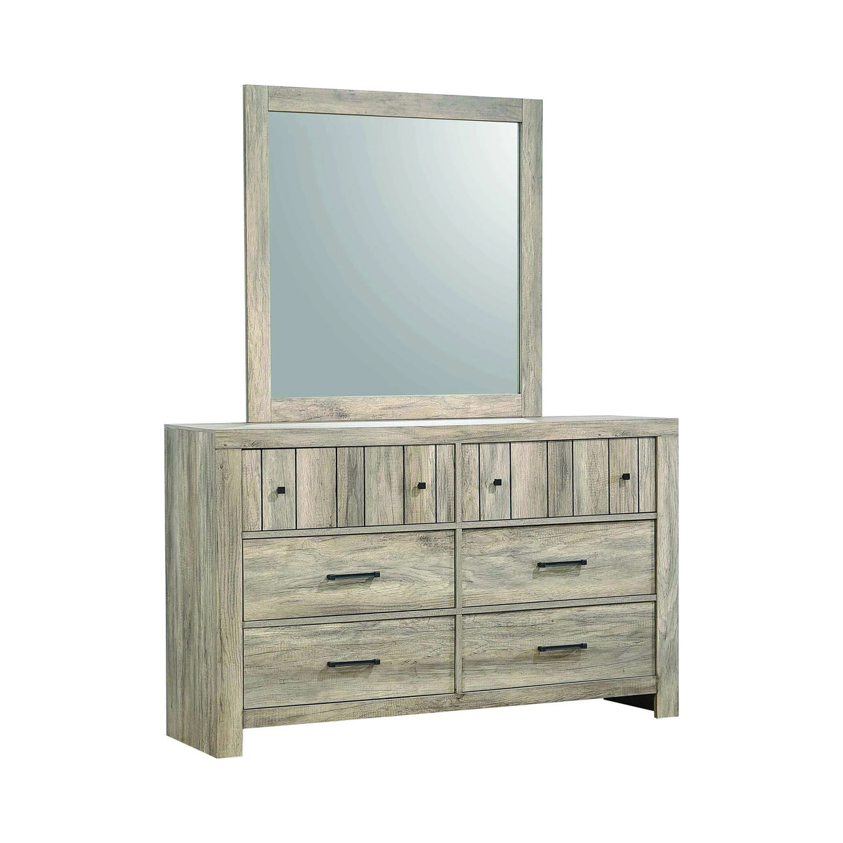 Adelaide Queen Wood Panel Bed Rustic Oak 4PC Set - SET4PC223101Q Pie's Variety Store