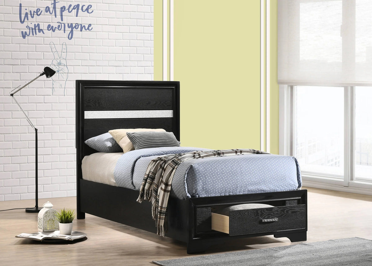 Miranda Twin Storage Bed Black - 206361T Pie's Variety Store