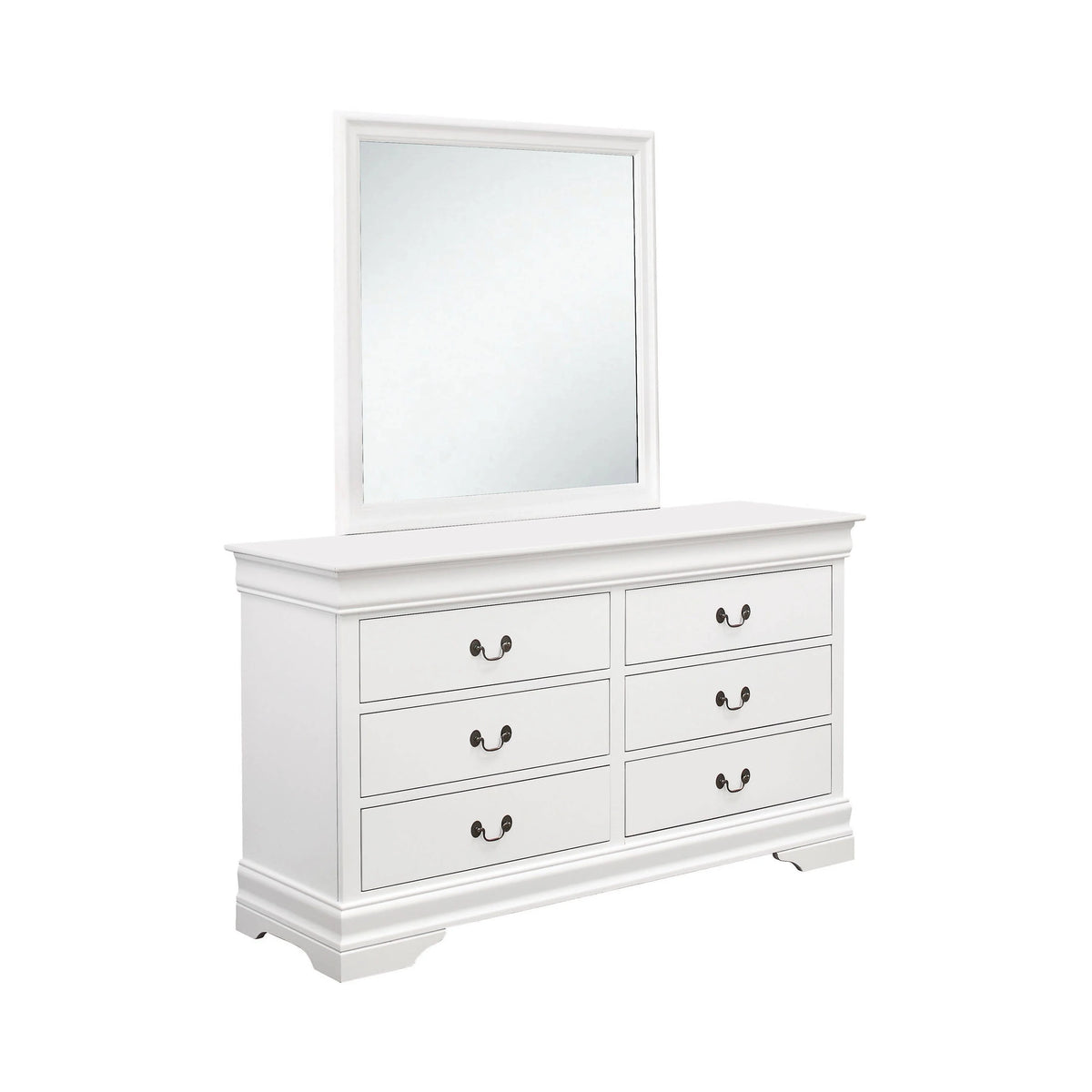 Louis Philippe Queen Sleigh Panel Bed White 4PC Set - SET4PC204691Q Pie's Variety Store