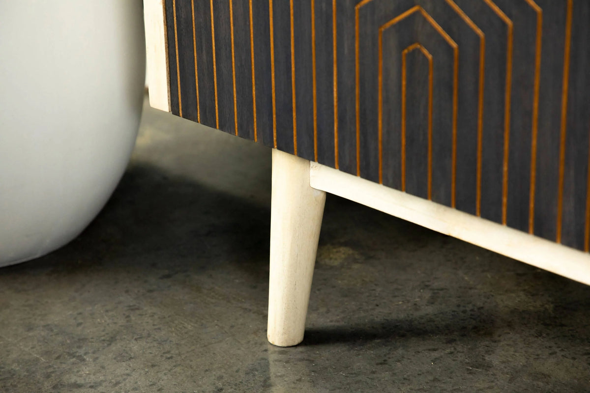2-Door Accent Cabinet White Washed And Black