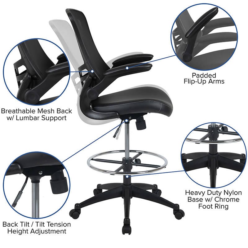 Adjustable Foot Ring and Flip-Up Arms - BL-X-5M-D-BK-LEA-GG ADRIAN'S ELECTRONICS
