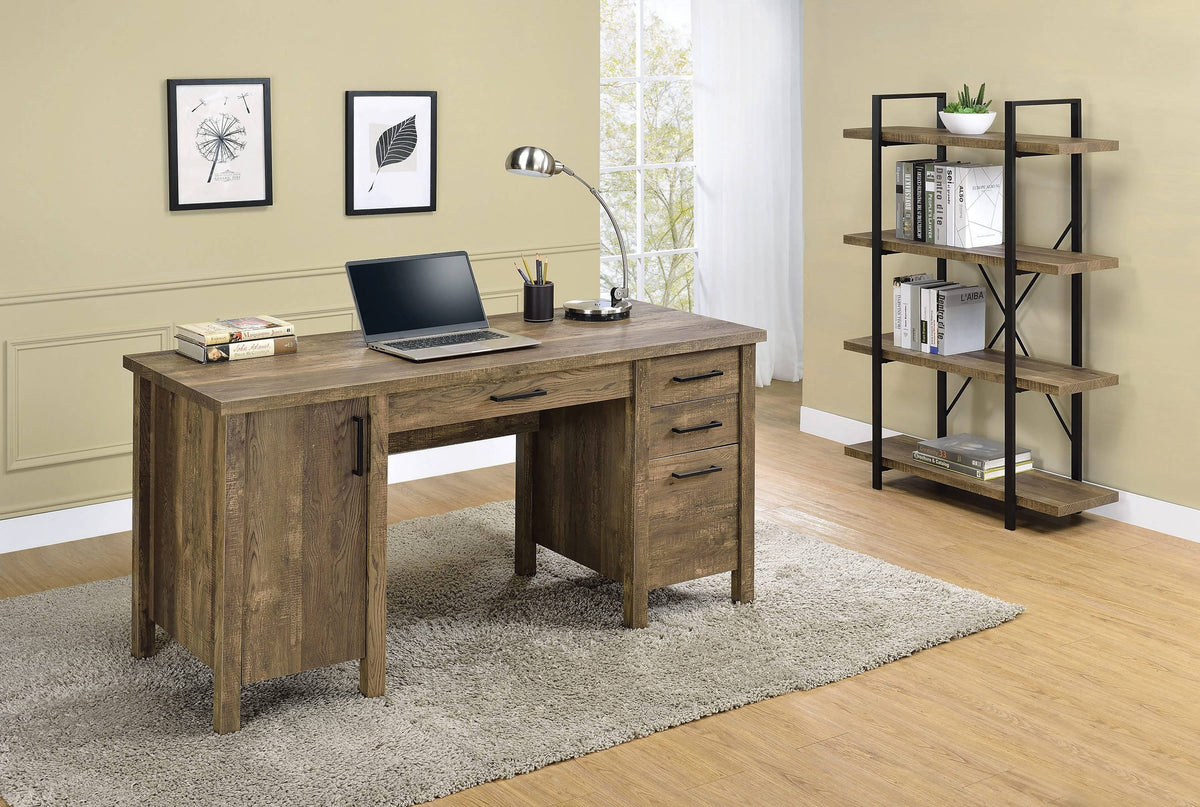 Tolar 4-Drawer Adjustable Shelf Office Desk Rustic Oak - 803581 coastmega