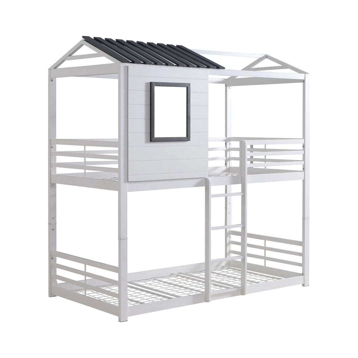 Belton House-Themed Twin Over Twin Bunk Bed White - 461161 A-Z Store Nadia