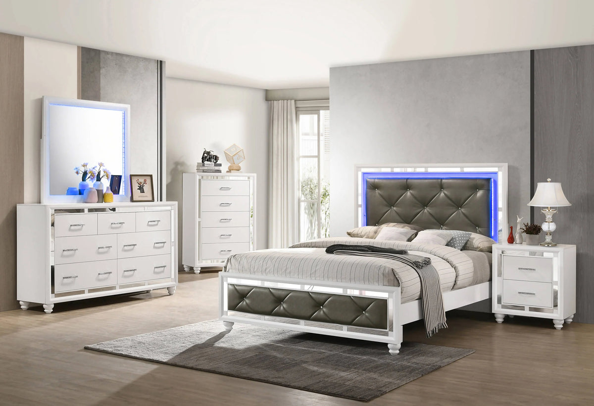 Whitaker Queen Bed With LED Lighting White - 223331Q Pie's Variety Store