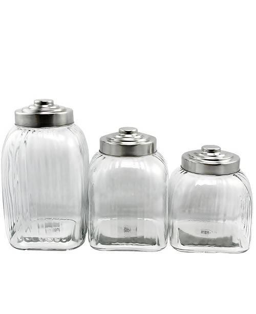 Gibson Cottage Chic 3 Pc Canister Set with Stainless Steel Lid - 08508131360 Pie's Variety Store