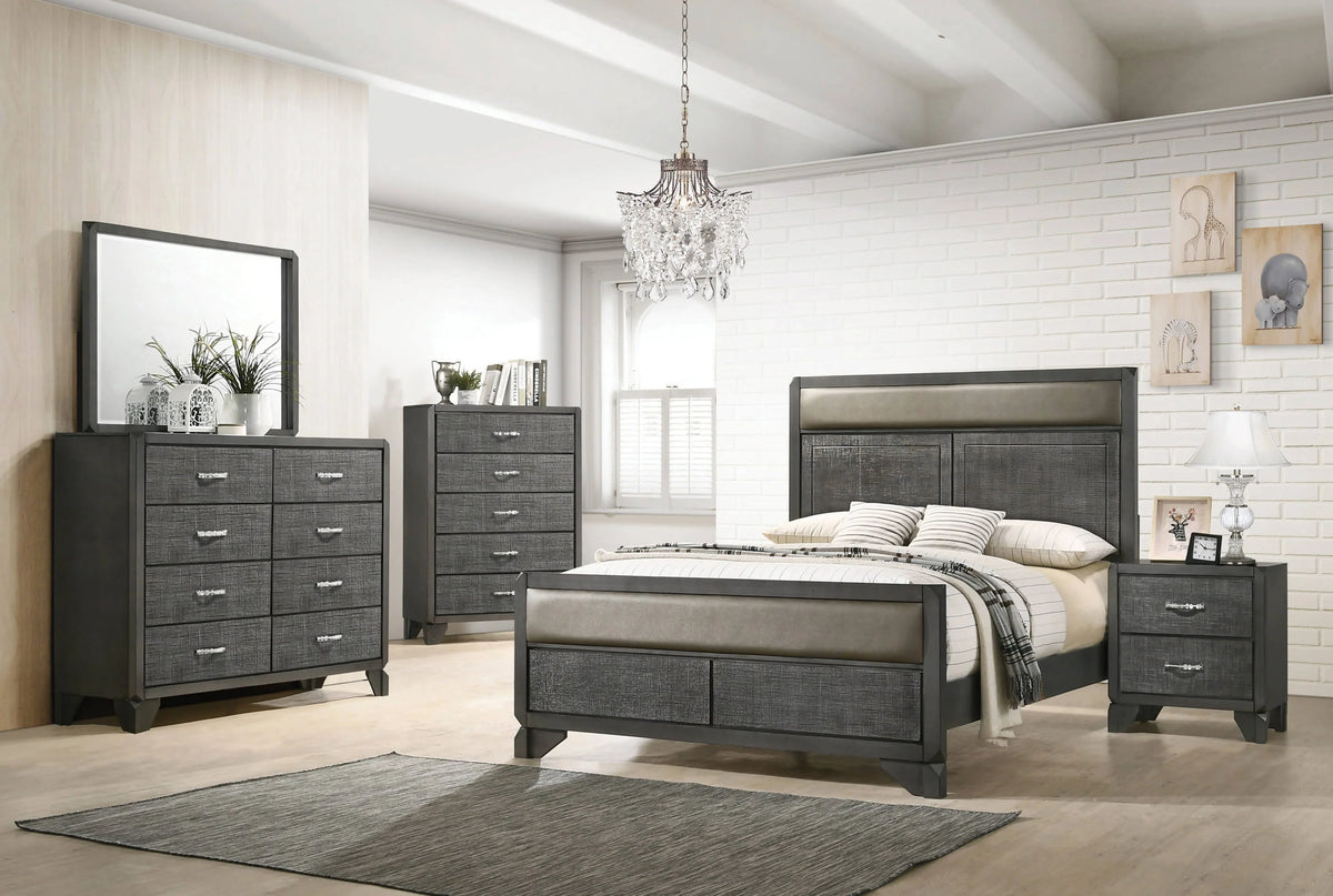 Noma Queen Panel Bed Caviar And Grey 4 PIECE Set - SET4PC215901Q Pie's Variety Store