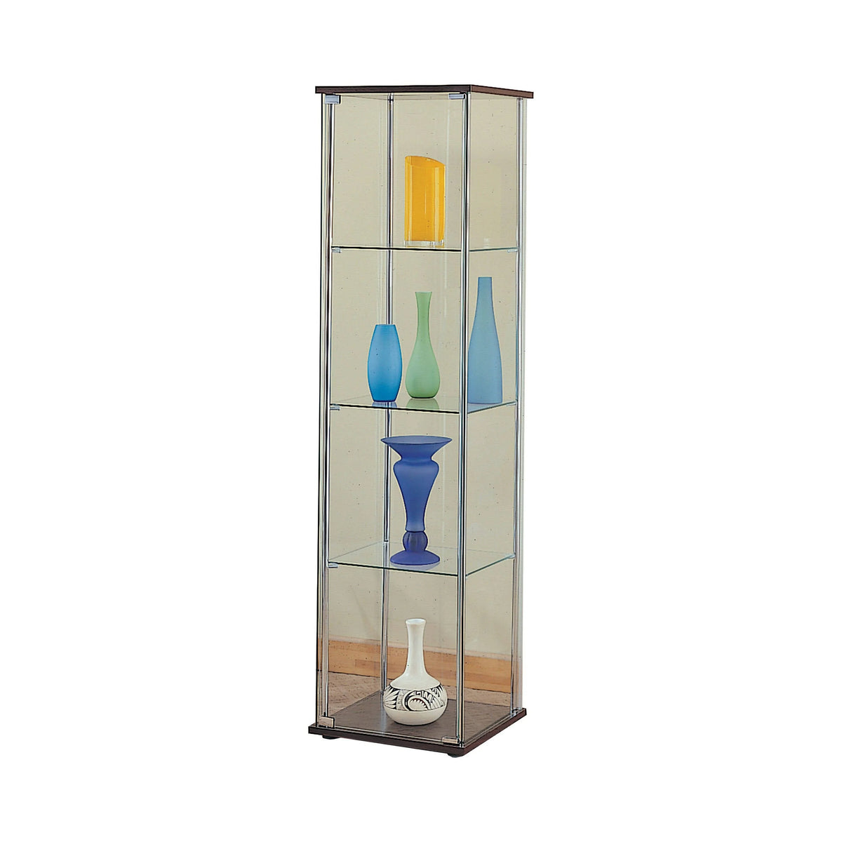 Rectangular 4-Shelf Curio Cabinet Cappuccino And Clear Three shelves clear the way for showing off your best decor.- 950172 Pie's Variety Store