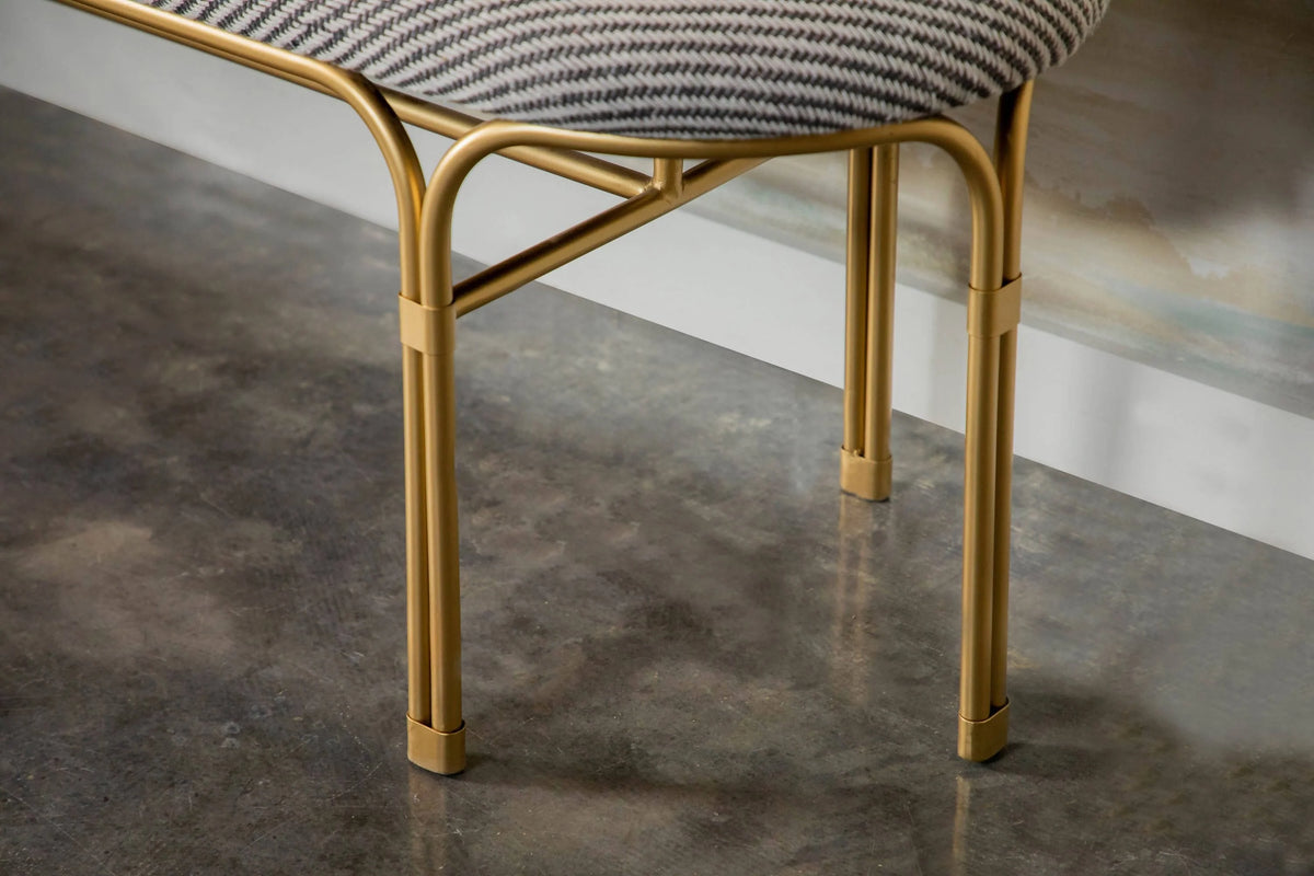 Upholstered Accent Bench With Metal Leg Grey And Gold - 910271 Pie's Variety Store