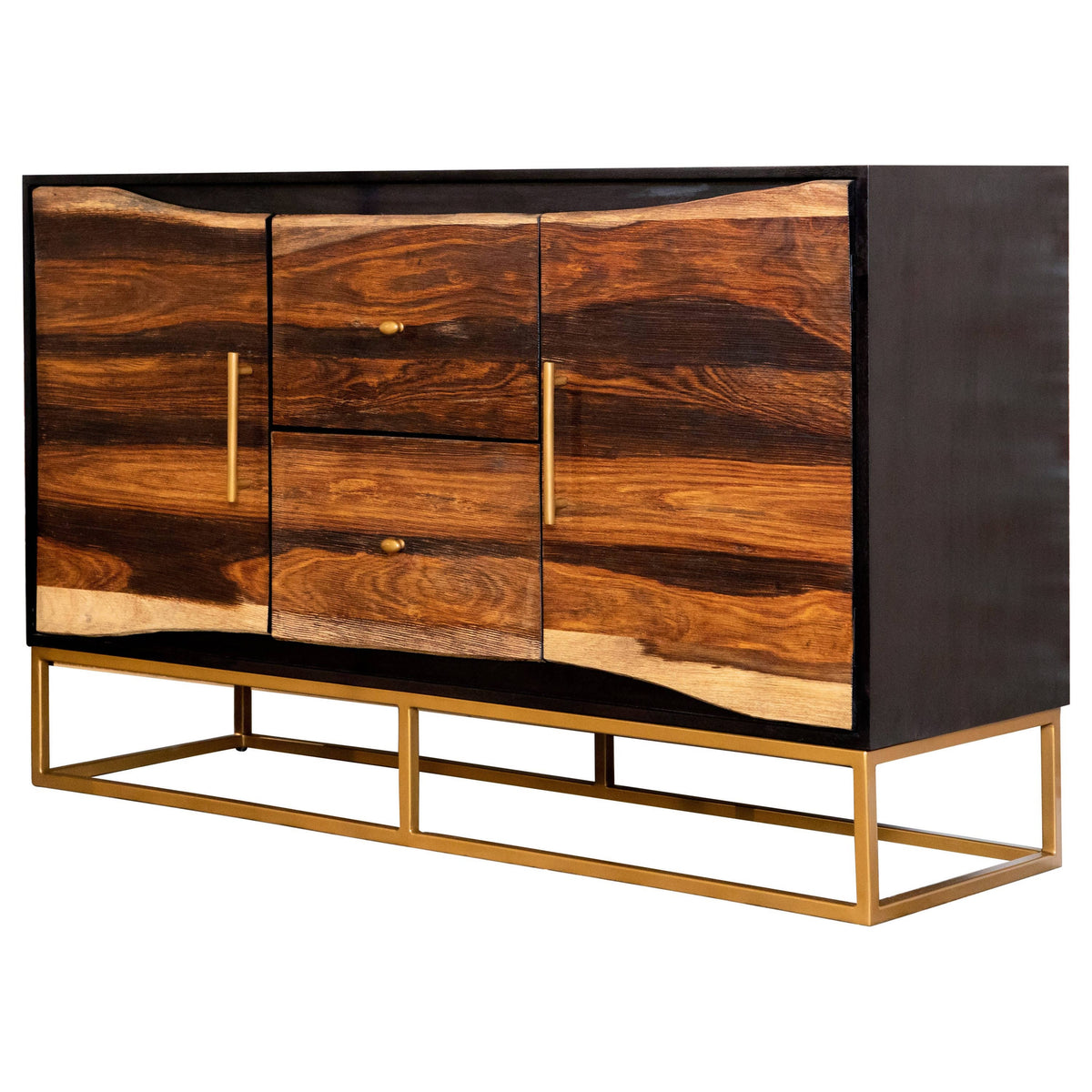2-Drawer Accent Cabinet Black Walnut And Gold - 953466 Pie's Variety Store