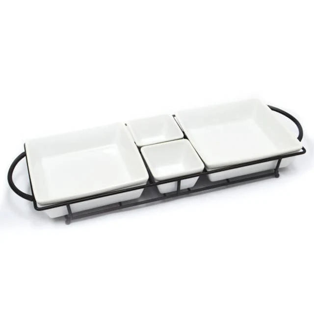 Gibson Gracious Dining Set of 5 Rectangle Serving Dishes -9270705 Bulk Buys 4 pcs in Case Mega Bulk Buys