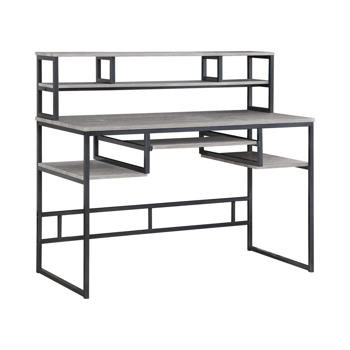 Mandy Computer Desk With Keyboard Tray Weathered Taupe And Gunmetal - 802488 coastmega