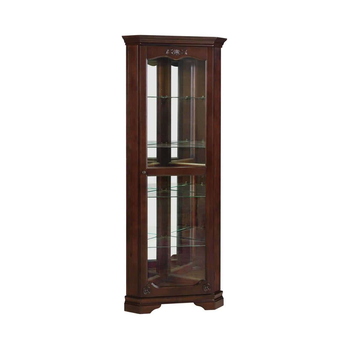5-Shelf Corner Curio Cabinet Golden Brown - 950195 Pie's Variety Store
