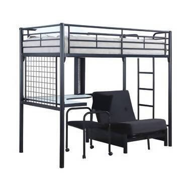 Jenner Twin Futon Workstation Loft Bed Black - 2209 A-Z Store Nadia