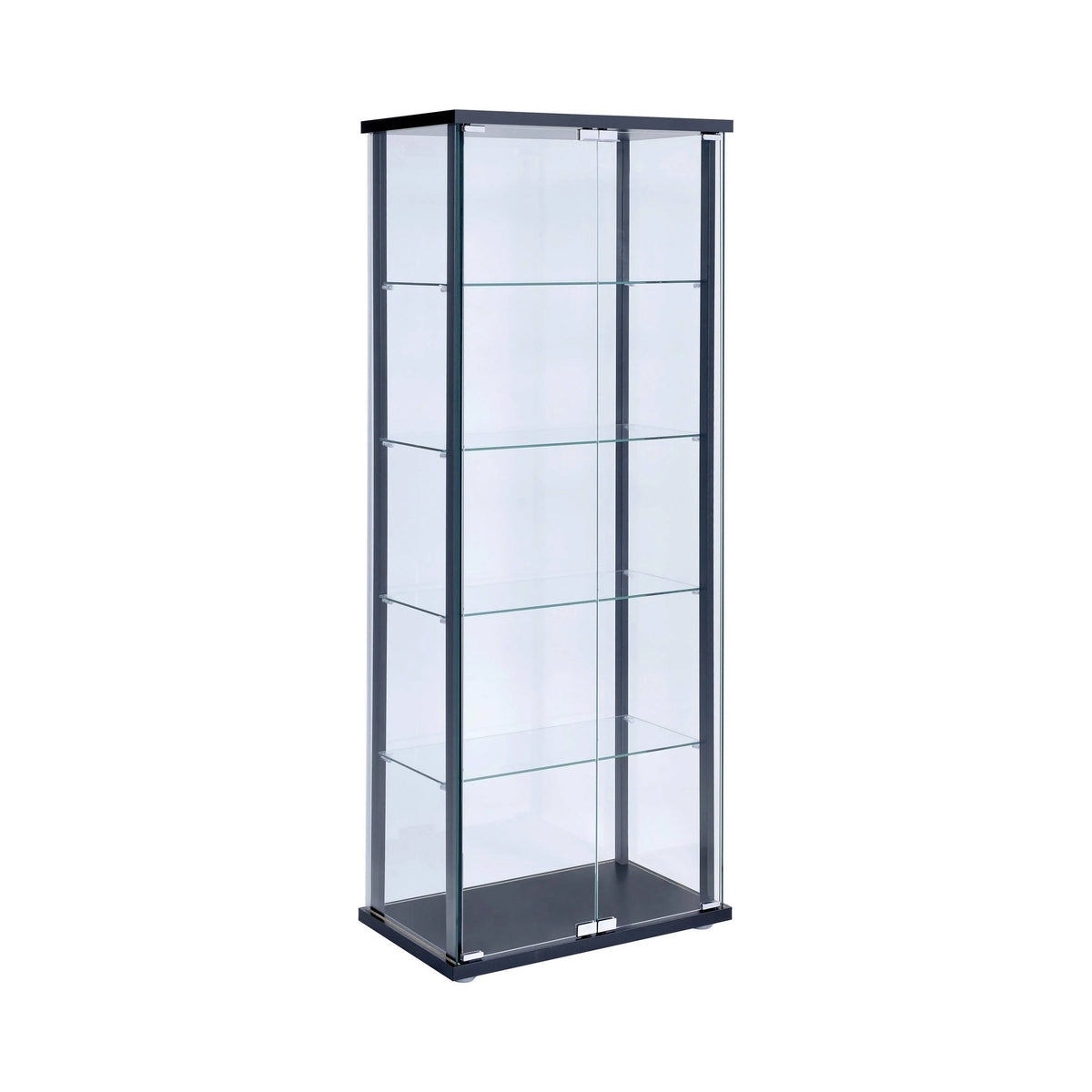 5-Shelf Glass Curio Cabinet Black And Clear - 950170 Pie's Variety Store