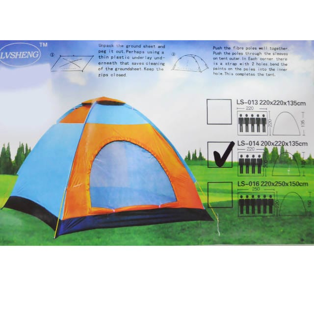 Bulk Buy - 12 Pcs Per Case - CAMPING TENT 4 PERSON 2x2.2x1.35M Mega Bulk Buys