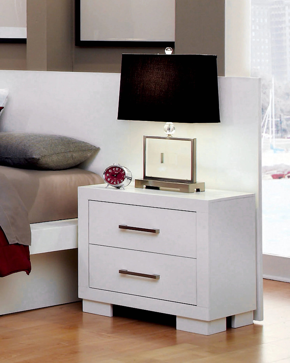 Jessica Queen Platform Bed With Rail Seating White 4PC Set - SET4PC202990Q Pie's Variety Store