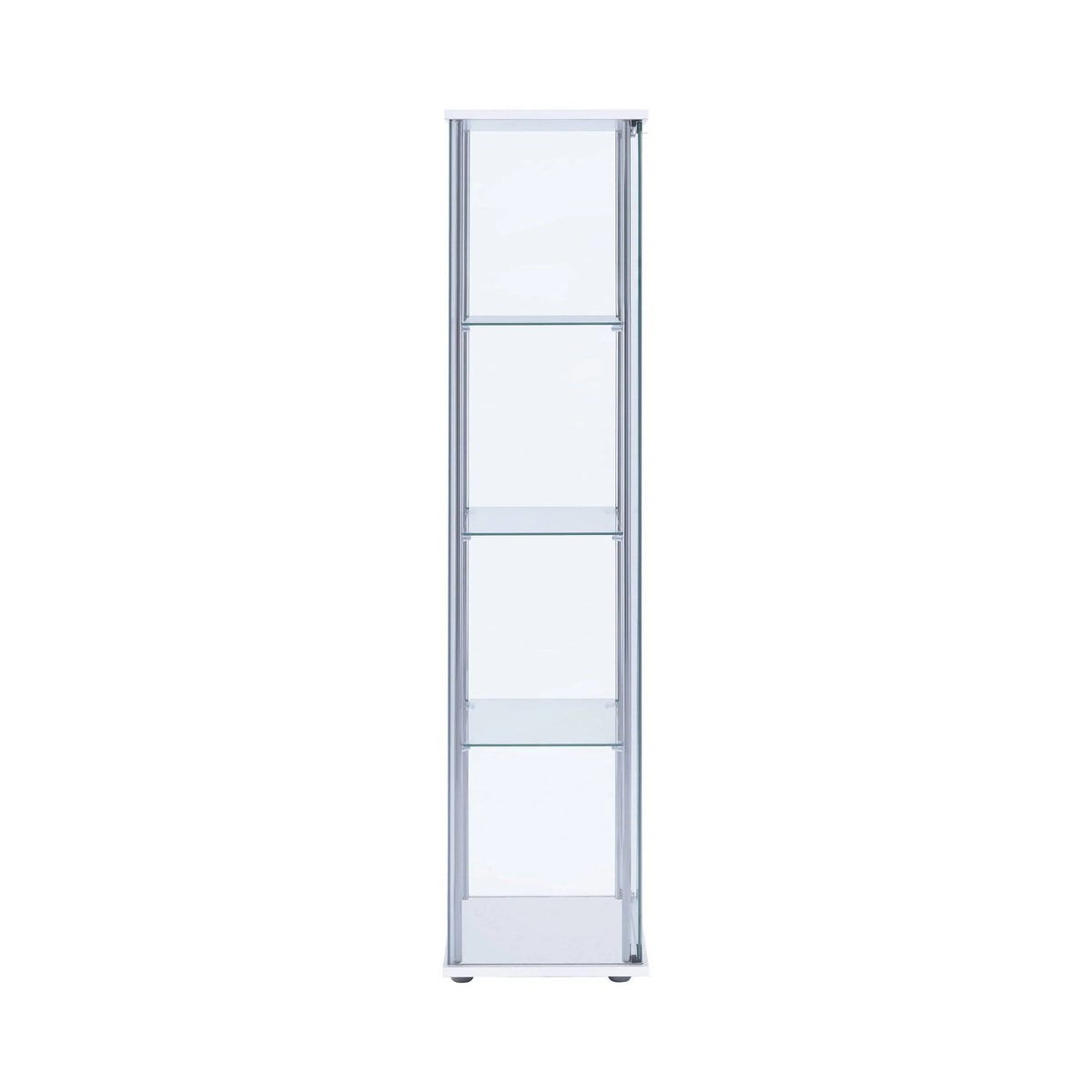 Rectangular 4-Shelf Curio Cabinet White And Clear -Sleek and tall