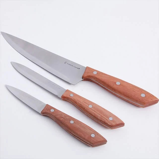 Gibson Home Seward 3 piece Stainless Steel Cutlery Set with Wooden Handle- 10719303 Bulk Buys 6 pcs in Case Mega Bulk Buys