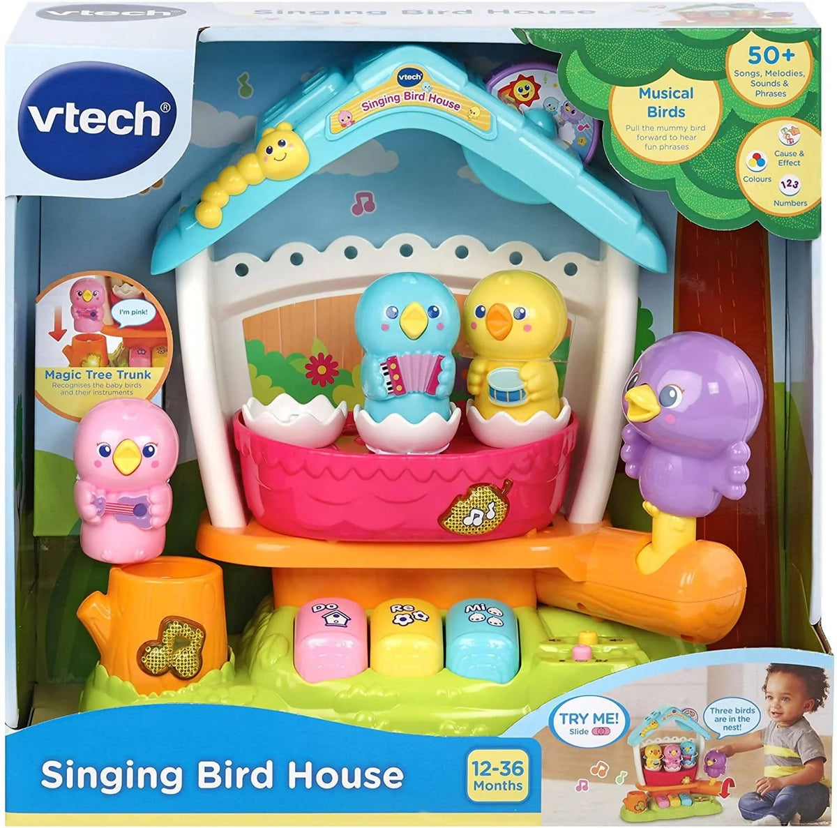 VTech Singing Bird House Baby Musical Toy - Discover three musical instruments