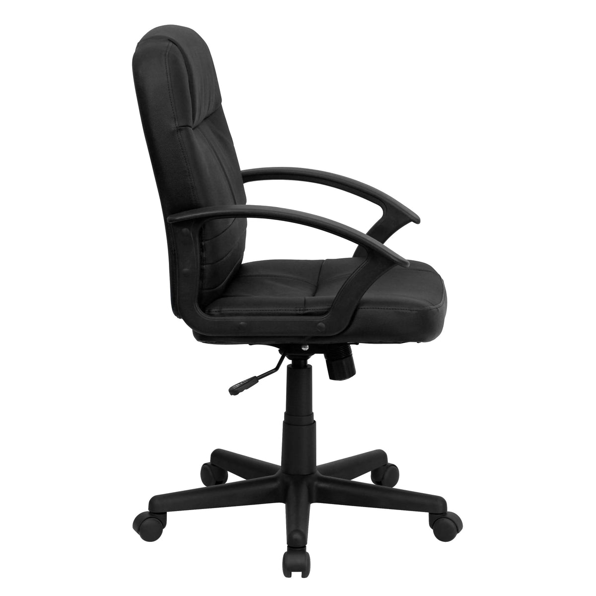 Mid-Back Black Leather Executive Swivel Office Chair with Rounded Back and Arms - BT-8075-BK-GG A-Z Store Nadia