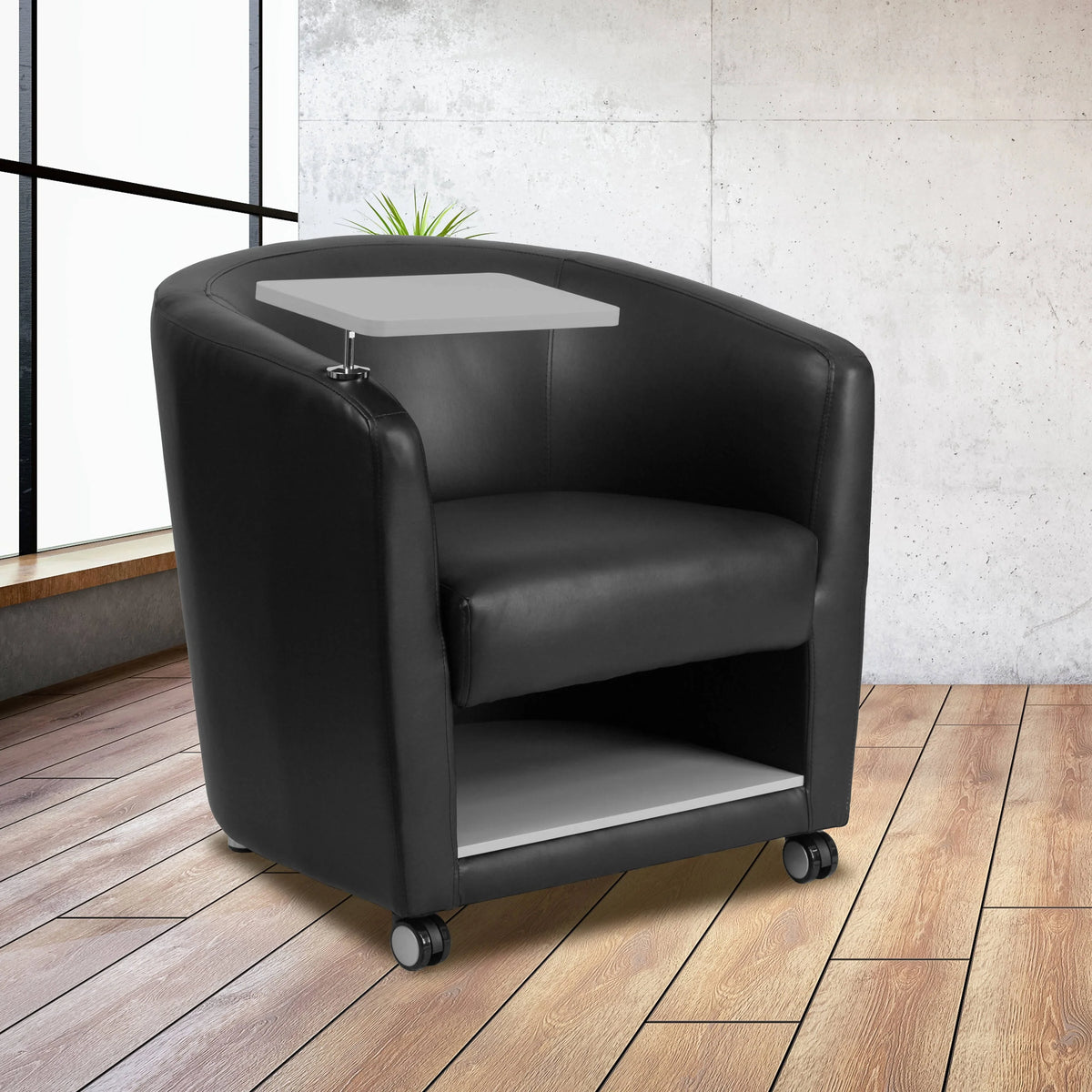 Black LeatherSoft Guest Chair with Tablet Arm