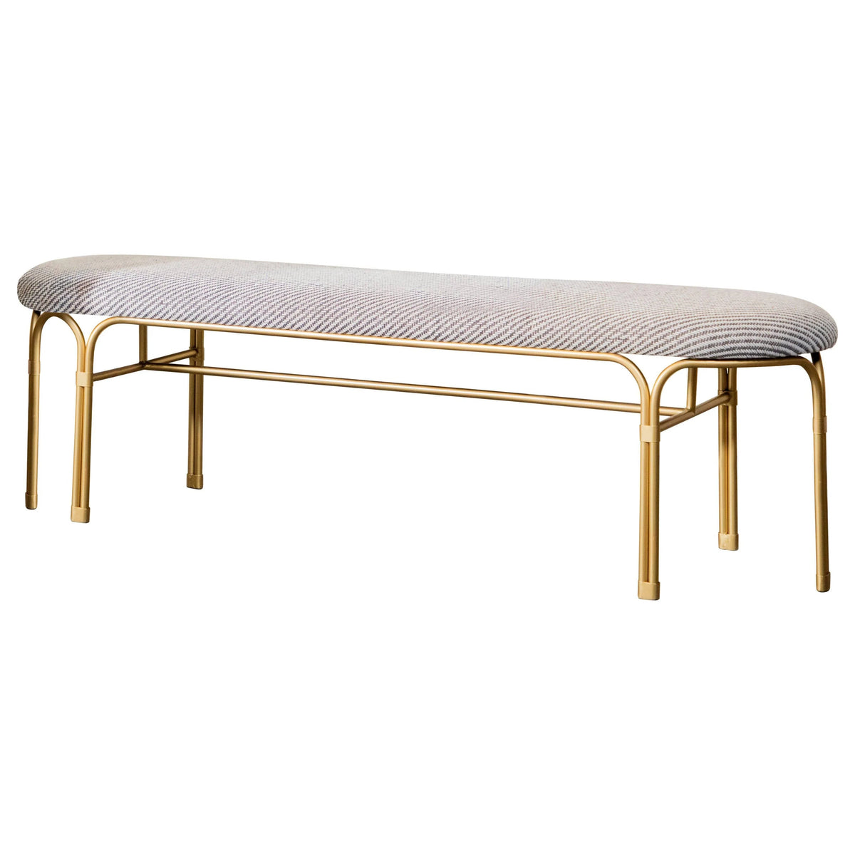 Upholstered Accent Bench With Metal Leg Grey And Gold - 910271 Pie's Variety Store
