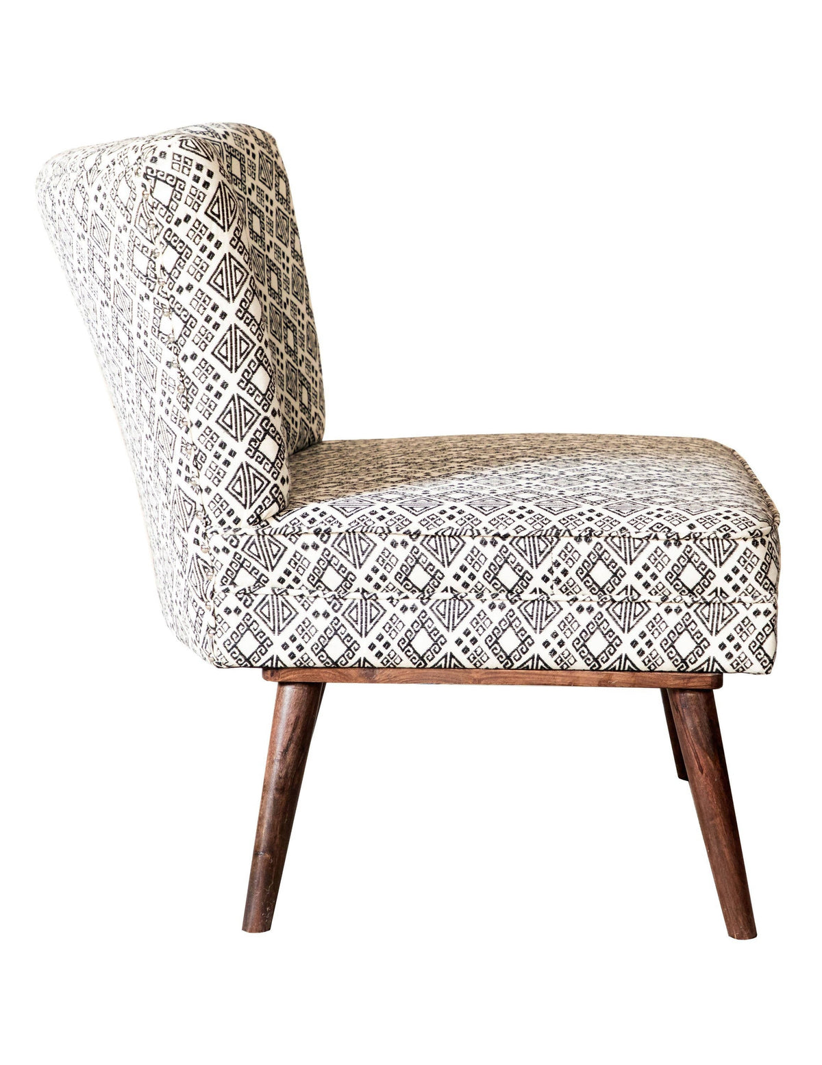 Upholstered Accent Chair With Wooden Leg Black And White - 905502 Pie's Variety Store