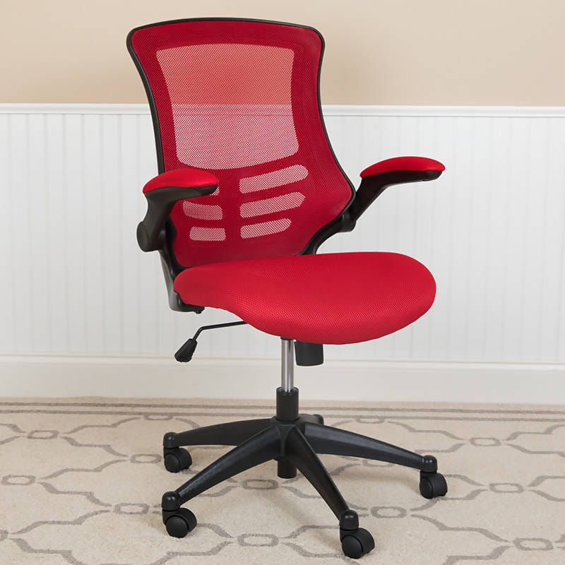 Mid-Back Black / Blue / Dark Gray / Green / Red / White Mesh Swivel Ergonomic Task Office Chair with Flip-Up Arms - BL-X-5M-BK-GG / BL-X-5M-BLUE-GG / BL-X-5M-DKGY-GG / BL-X-5M-GRN-GG / BL-X-5M-RED-GG / BL-X-5M-WH-GG ADRIAN'S ELECTRONICS