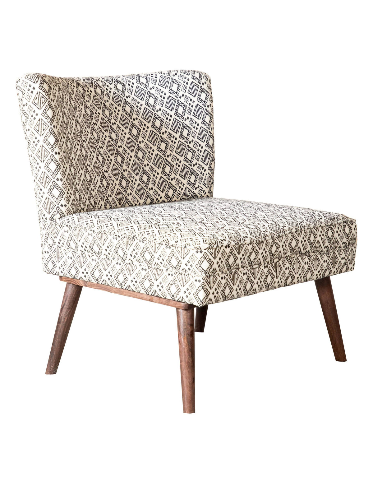 Upholstered Accent Chair With Wooden Leg Black And White - 905502 Pie's Variety Store