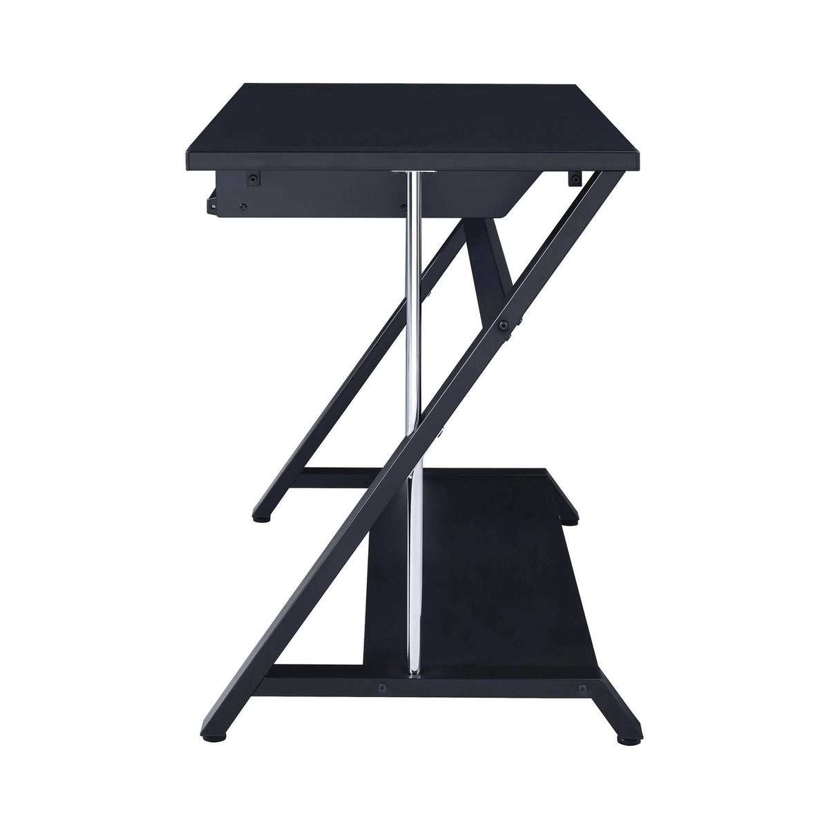 Mallet Computer Desk With Bottom Shelf Black this compact desk up in a TV room