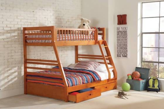 Ashton Twin Over Full 2-Drawer Bunk Bed Honey - 460183 A-Z Store Nadia