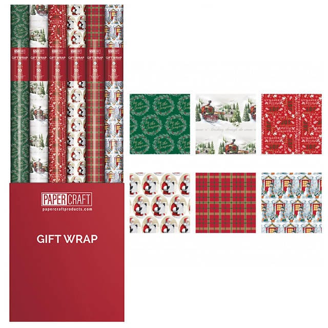 Christmas Gift Wrapping Paper 50 Square Feet Traditional Assorted