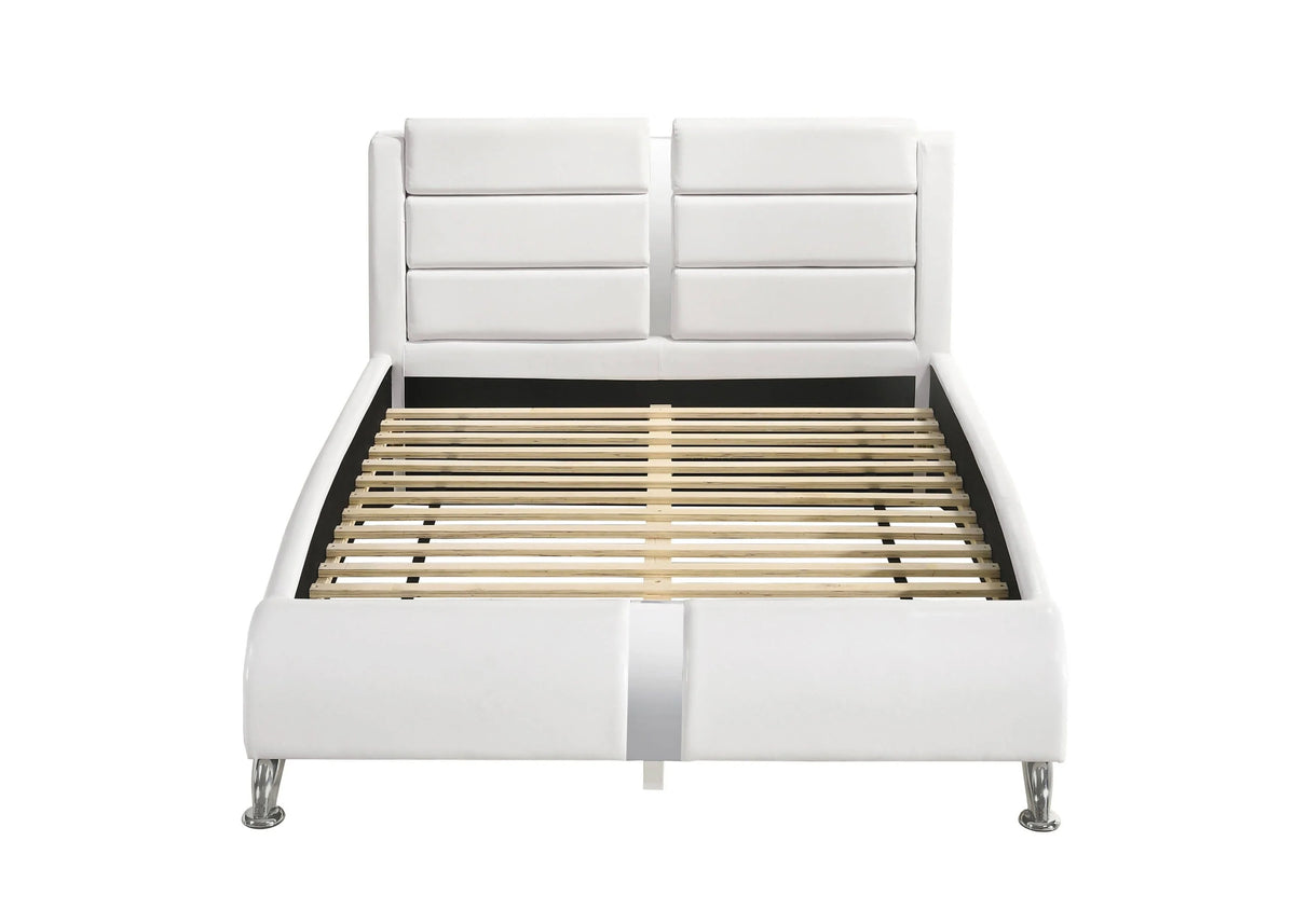 Full Upholstered Platform Bed Glossy White - 300345F Pie's Variety Store