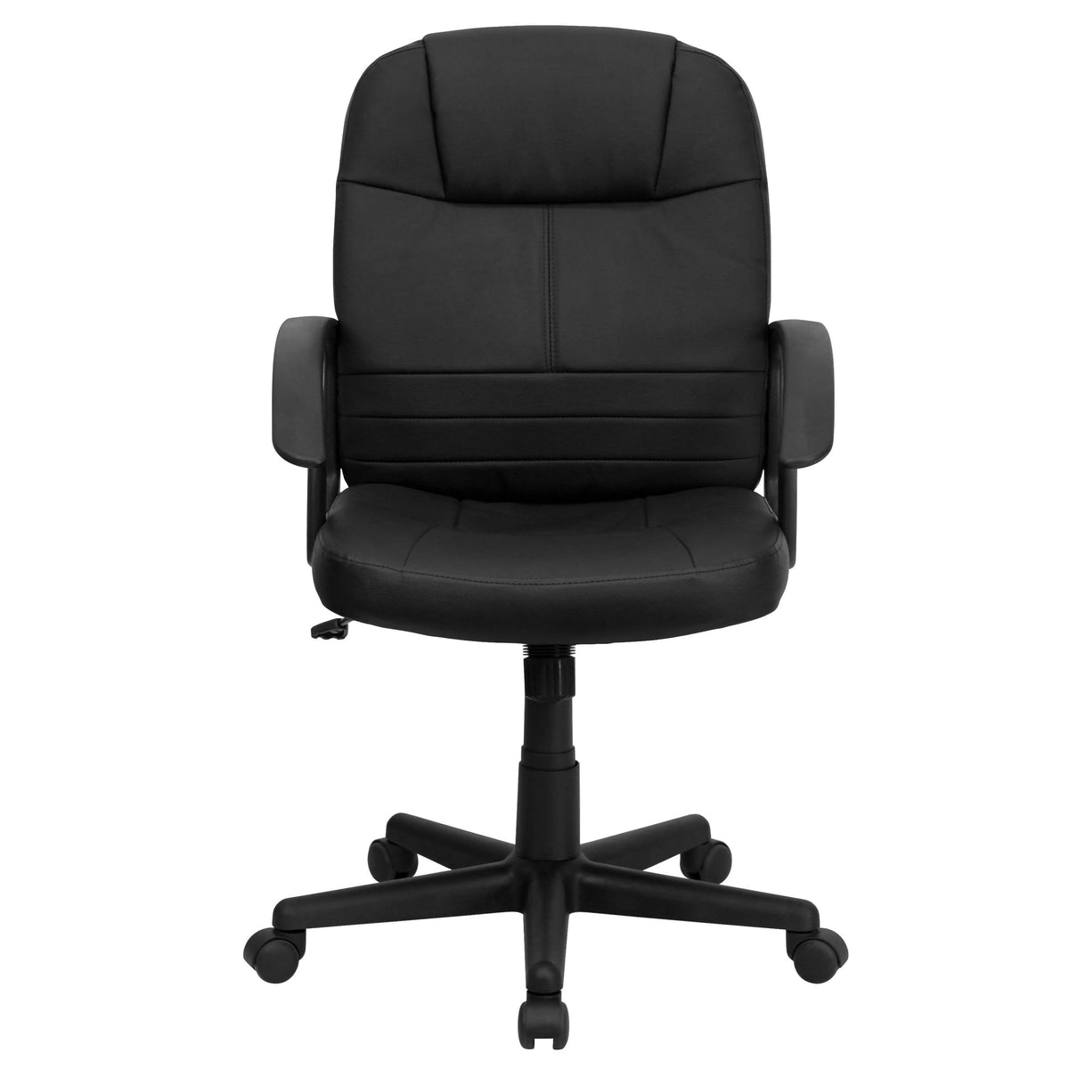 Mid-Back Black Leather Executive Swivel Office Chair with Rounded Back and Arms - BT-8075-BK-GG A-Z Store Nadia