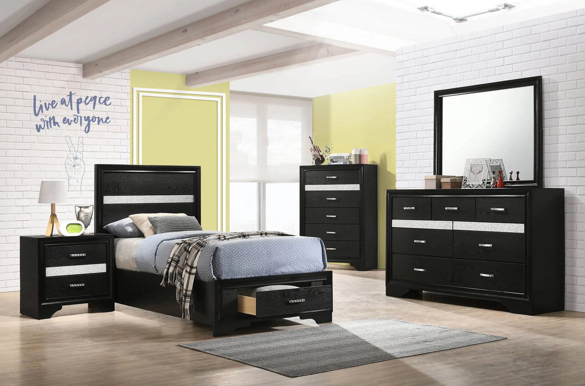 Miranda Twin Storage Bed Black - 206361T Pie's Variety Store
