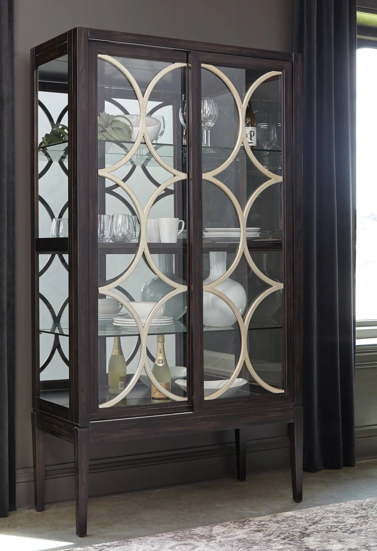 2-Door Curio Cabinet Black - 951811 Pie's Variety Store