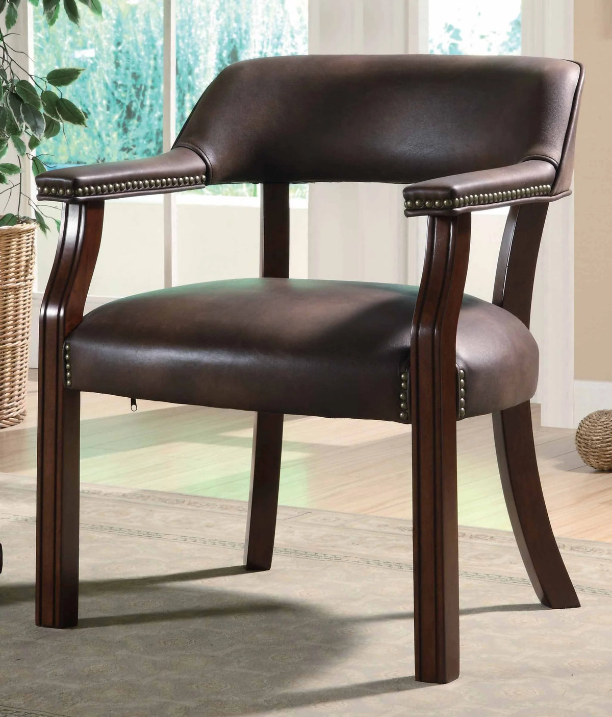 Upholstered Office Chair With Nailhead Trim Blue - 511N Pie's Variety Store