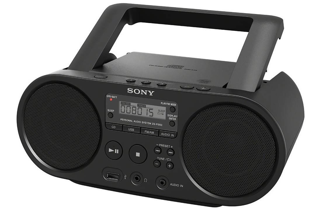 Sony Zs-PS50 Black Portable Cd Boombox Player Digital Tuner Am/FM Radio USB Playback and Audio Input Mega Bass Reflex Stereo Sound System - ZSPS50BLK Pie's Variety Store
