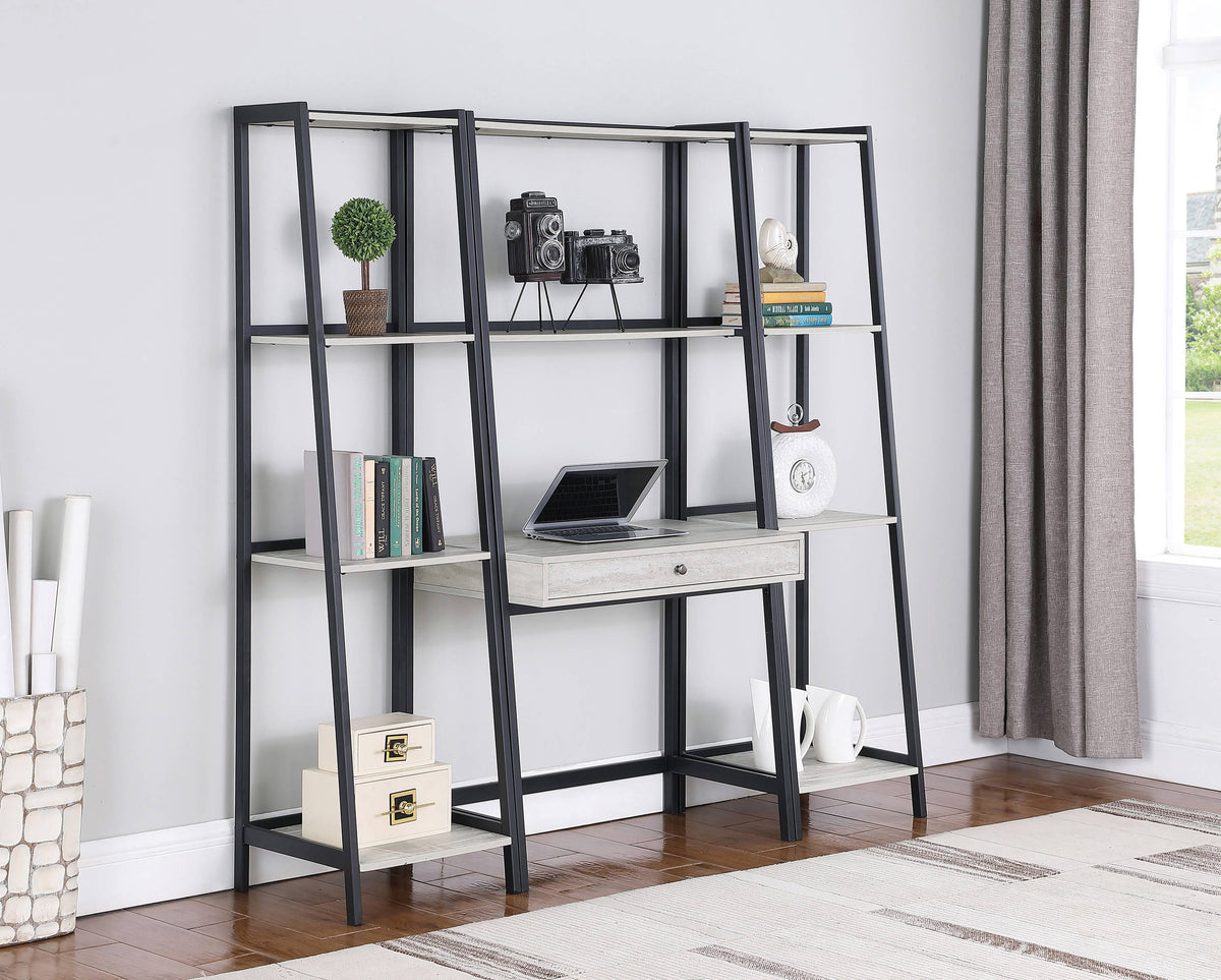 Pinckard 3-Piece Ladder Desk Set Grey Stone Herringbone And Black - 805801-S3 Pie's Variety Store