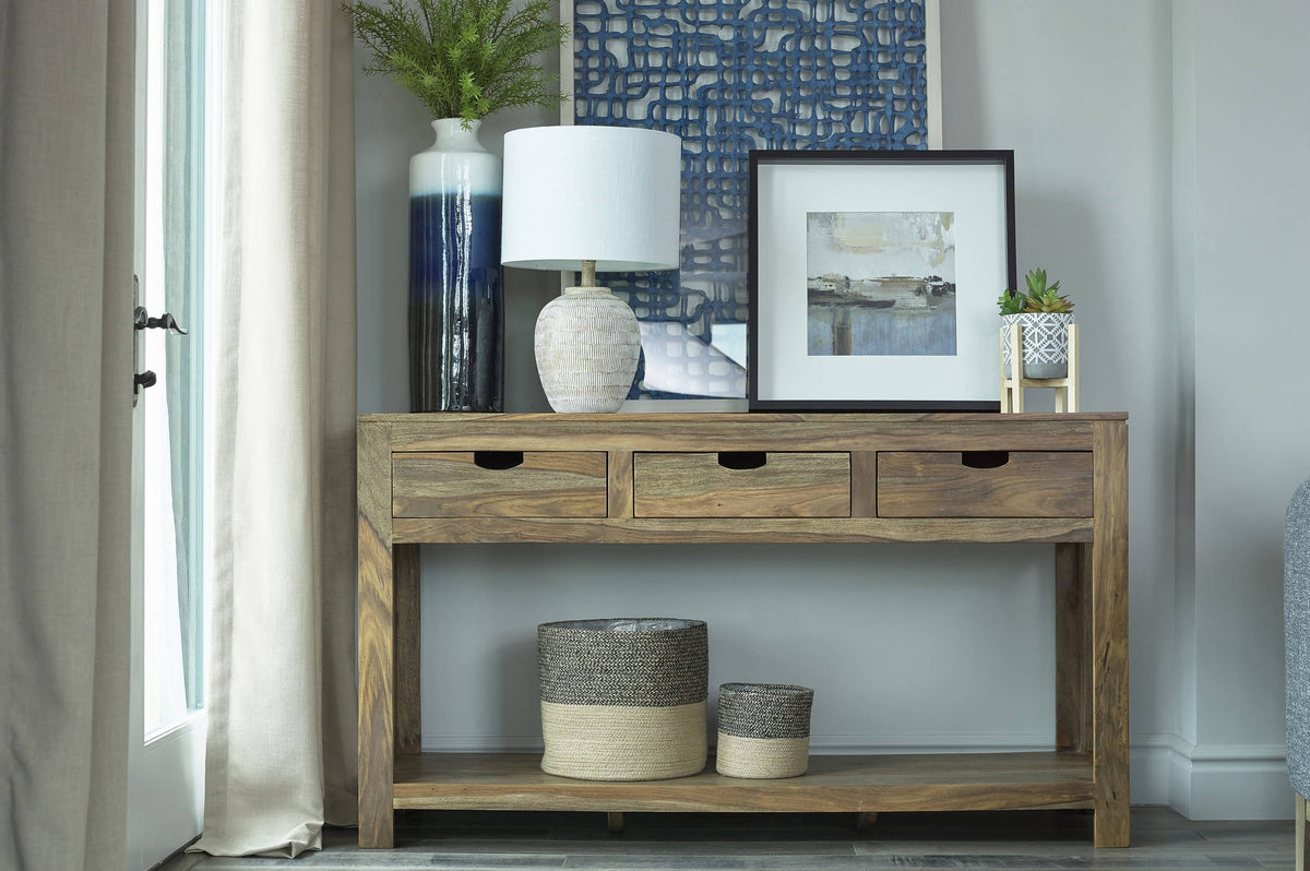 Persia 3-Drawer Storage Console Table Natural Sheesham - 952853 Pie's Variety Store