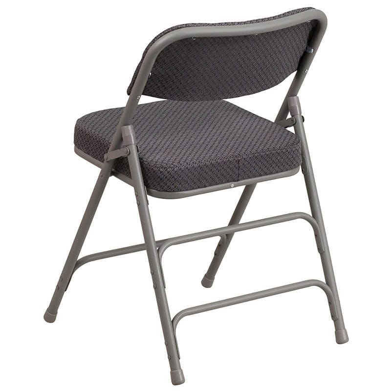2 Pk. HERCULES Series Premium Curved Triple Braced & Double Hinged Gray Fabric Metal Folding Chair 2-AW-MC320AF-GRY-GG Fl Furniture