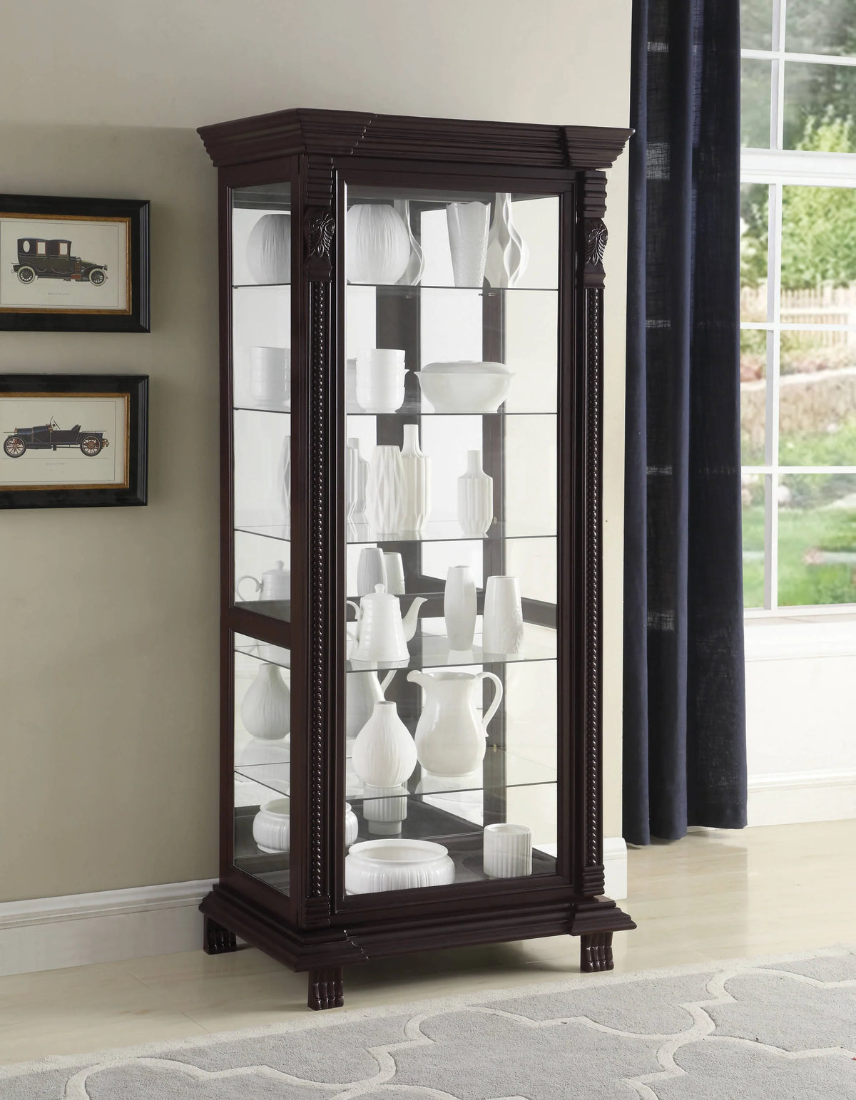 6-Shelf Rectangular Curio Cabinet Cappuccino And Clear - 4715 Pie's Variety Store
