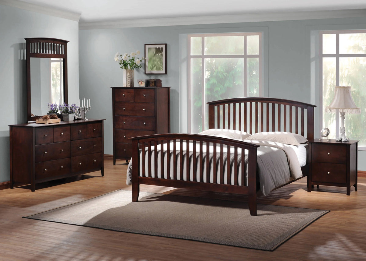 Tia Queen Bed With Slatted Headboard Cappuccino - 202081Q Pie's Variety Store