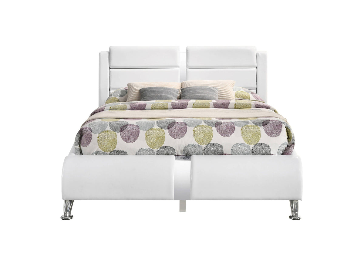 Full Upholstered Platform Bed Glossy White - 300345F Pie's Variety Store