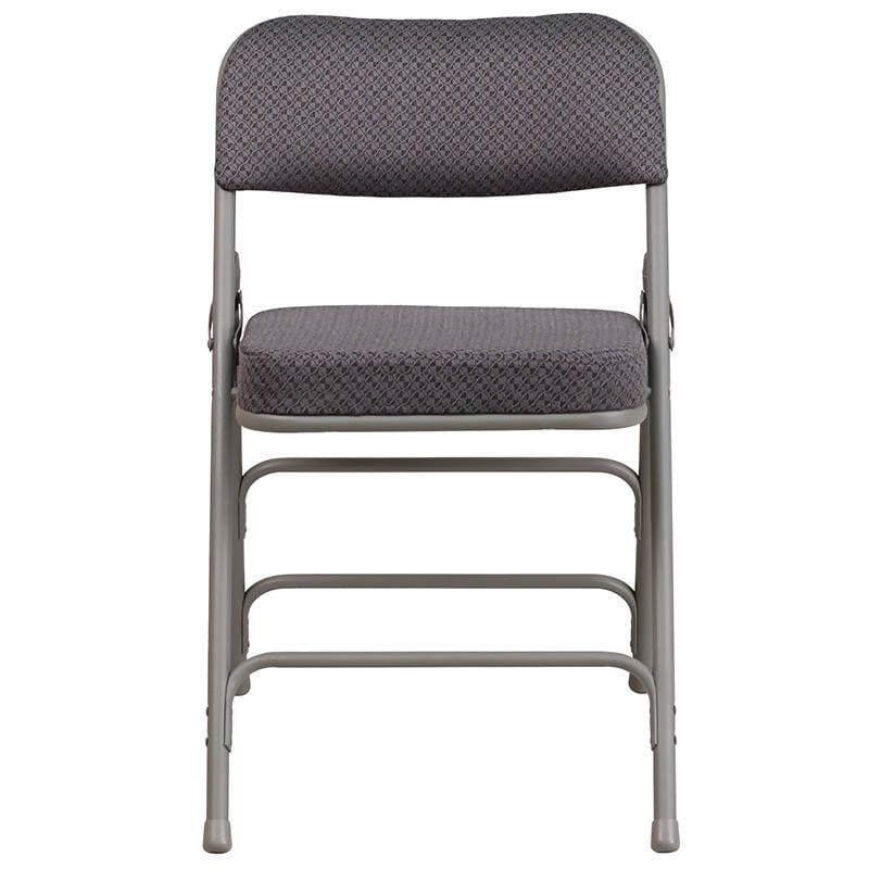 2 Pk. HERCULES Series Premium Curved Triple Braced & Double Hinged Gray Fabric Metal Folding Chair 2-AW-MC320AF-GRY-GG Fl Furniture