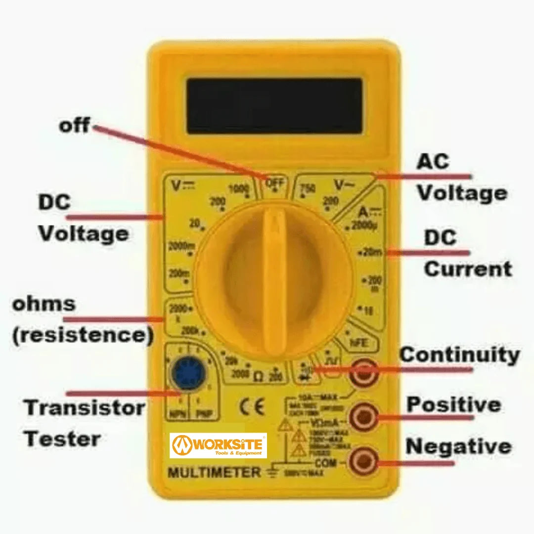 Worksite Digital Voltmeter Ammeter Ohmmeter Multimeter Volt AC DC Tester. Easy to operate