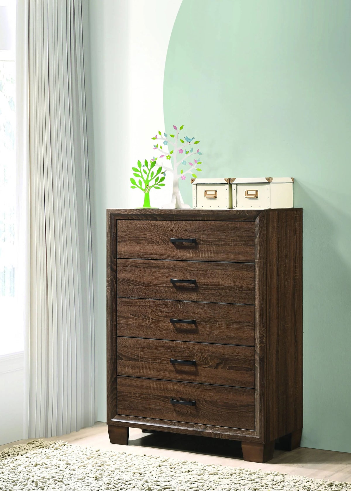 Brandon 5-Drawer Chest Medium Warm Brown - 205325 Pie's Variety Store